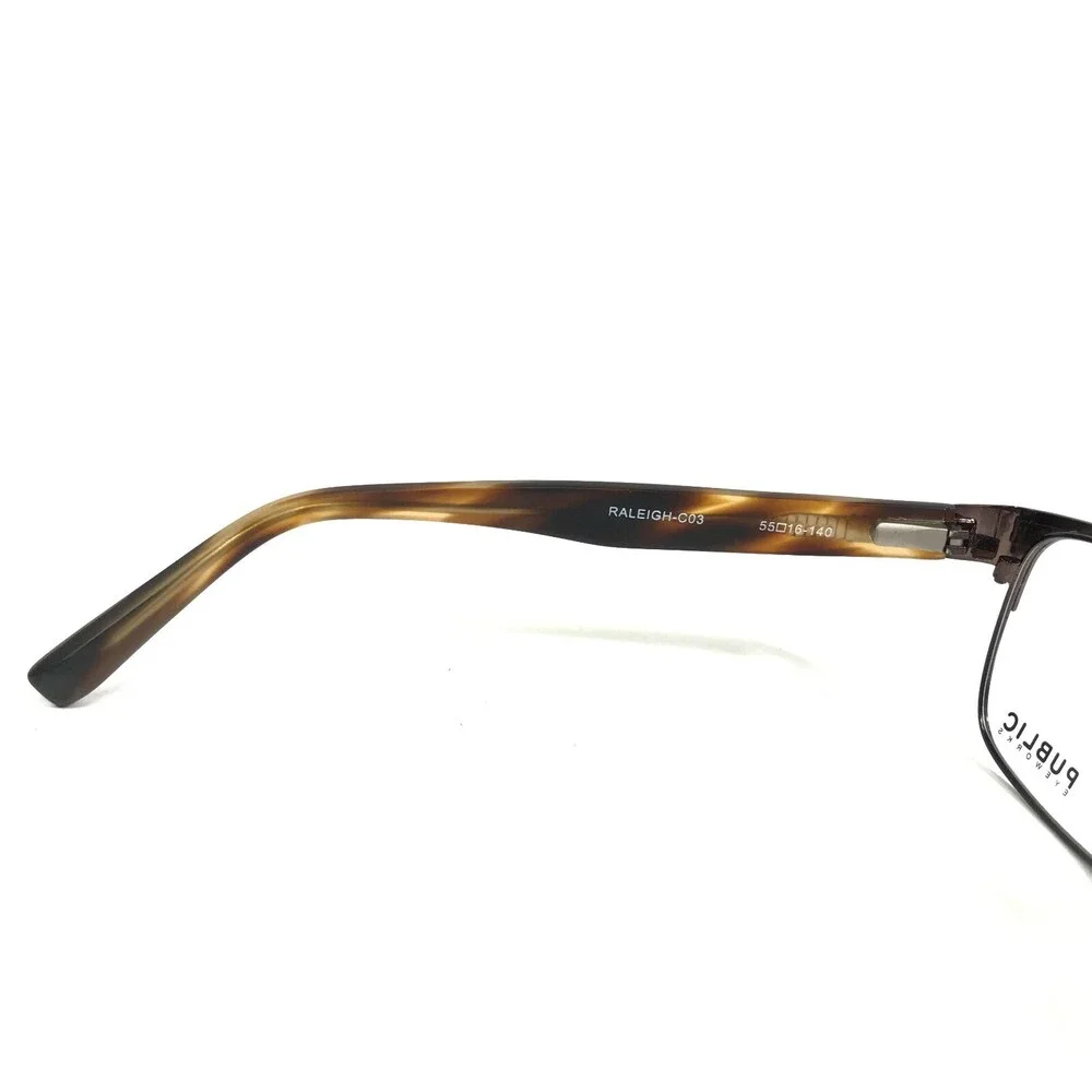 Public Eyeworks Eyeglasses Frames RALEIGH-C03 Brown Square Full Rim 55-16-140